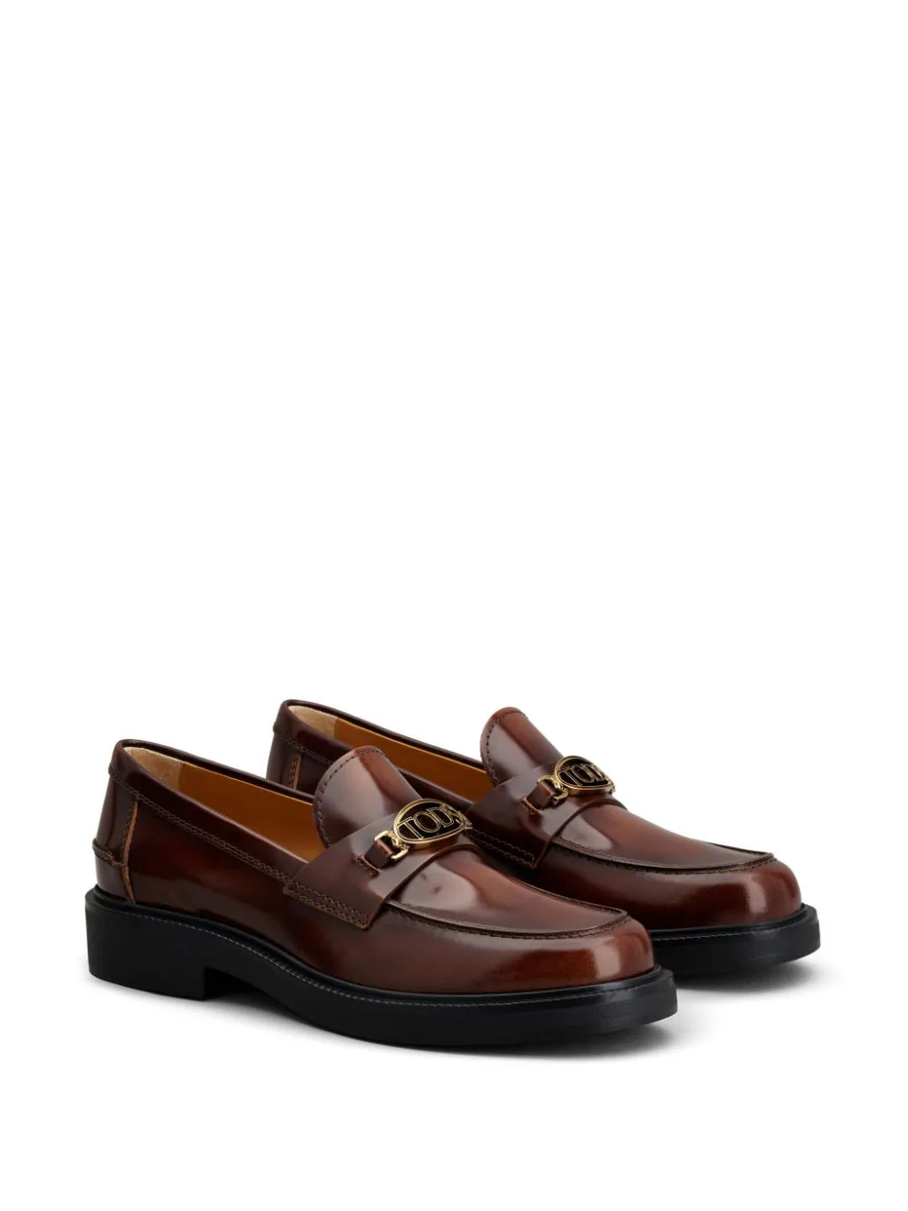 Tod's Logo Plaque Leather Loafers Brown - Image 4