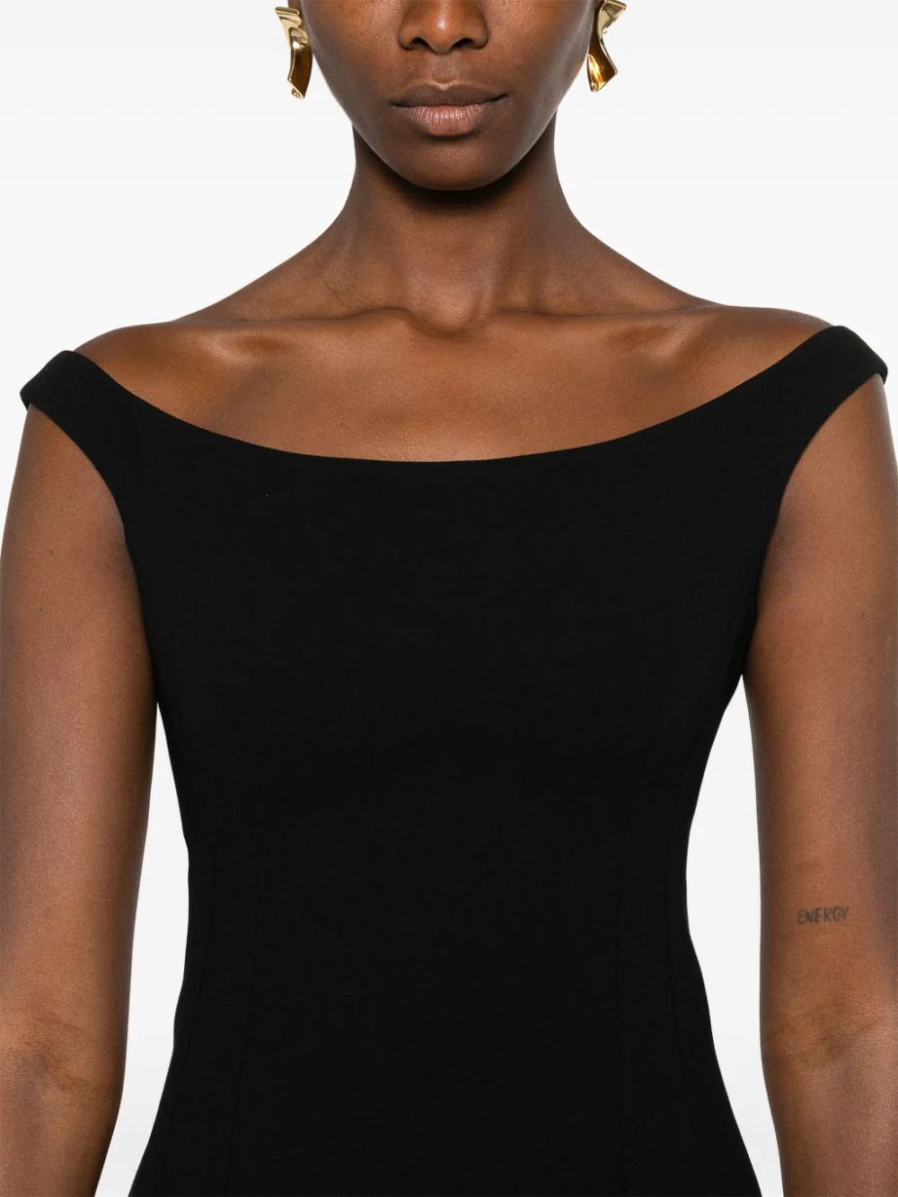 Toteme Curved Off-Shoulder Dress Black - Image 10