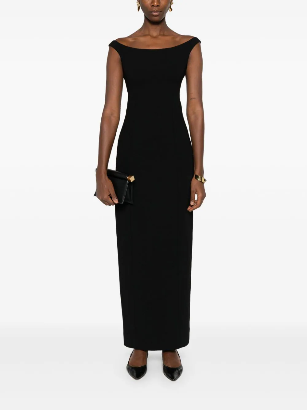Toteme Curved Off-Shoulder Dress Black - Image 4