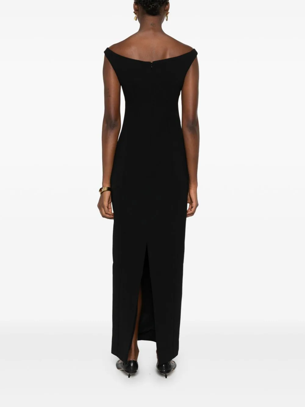 Toteme Curved Off-Shoulder Dress Black - Image 8