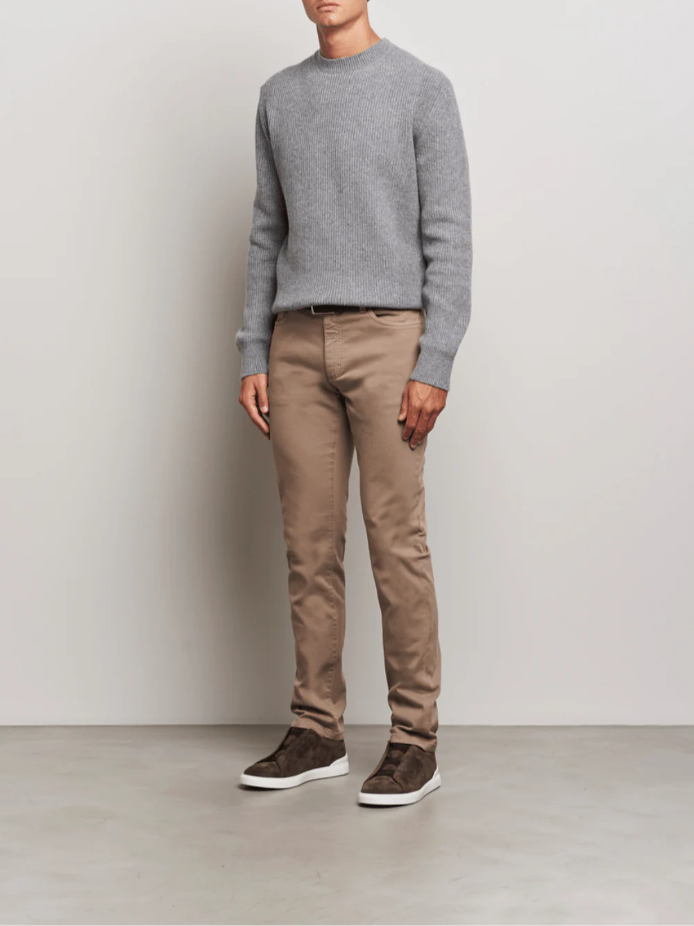 Zegna Men Oasi Cashmere Sweater Grey - Image 4