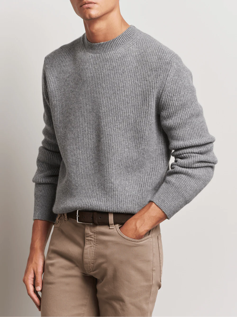 Zegna Men Oasi Cashmere Sweater Grey - Image 5